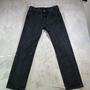 Vintage Levis 501 Jeans Mens 34x34 washed Black Button-Fly Straight Leg Y2K